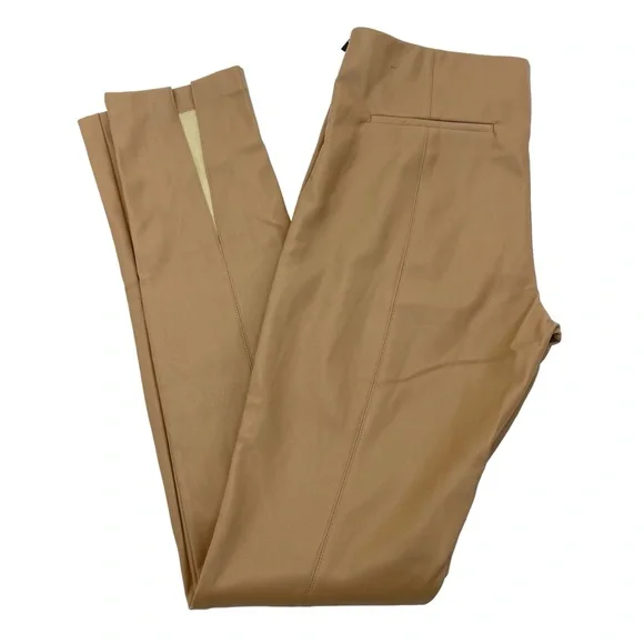 Zara Faux Leather Stretch Pants Large Camel - Picture 14 of 16